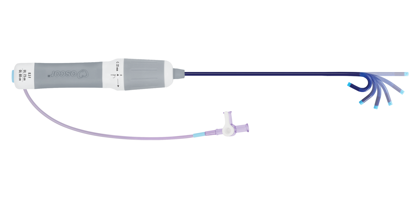 Complete steerable sheath product image shown horizontally