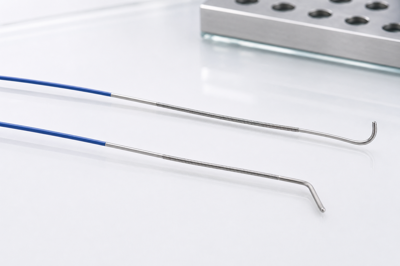 Vascular guidewire distal tips, coils, and shaft samples
