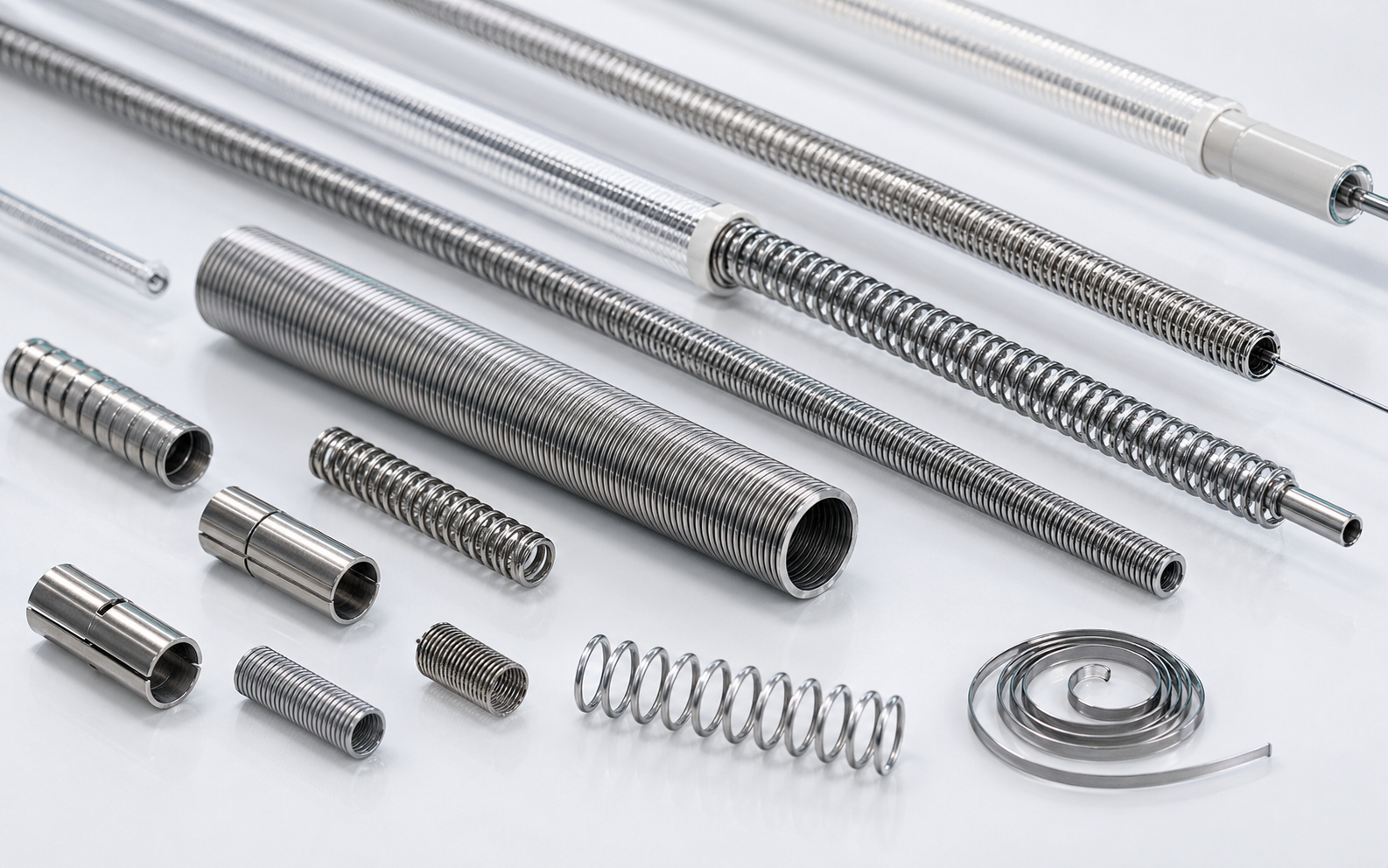 Spring coils and torque tube samples for catheter shafts