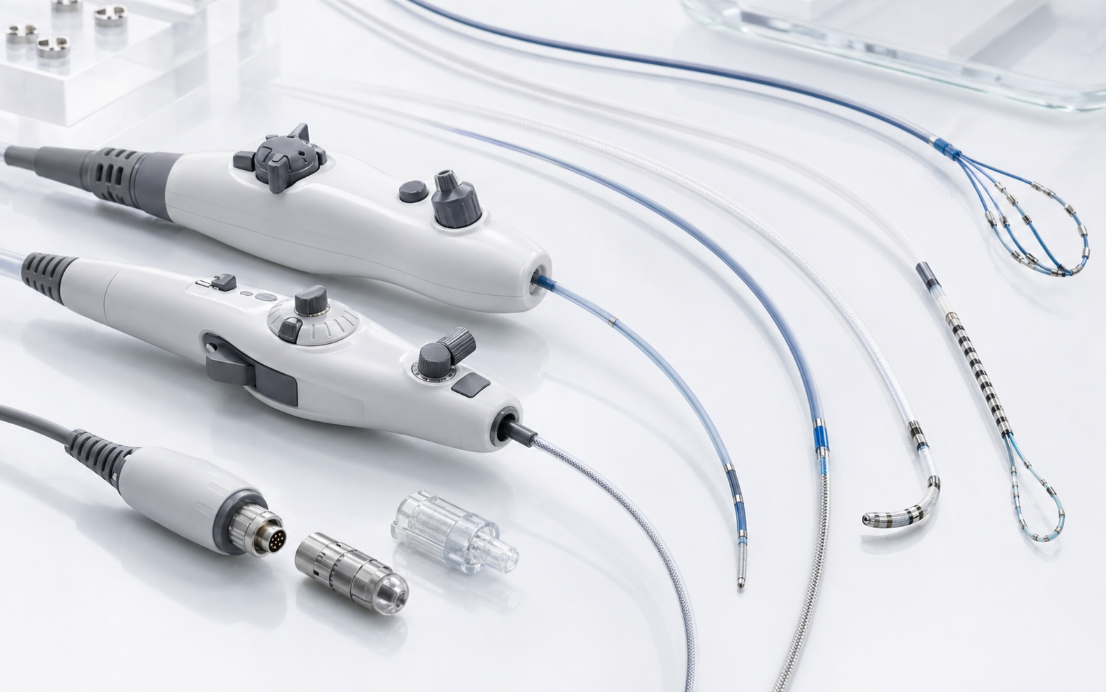 Complex catheters with ergonomic handles and distal electrode assemblies